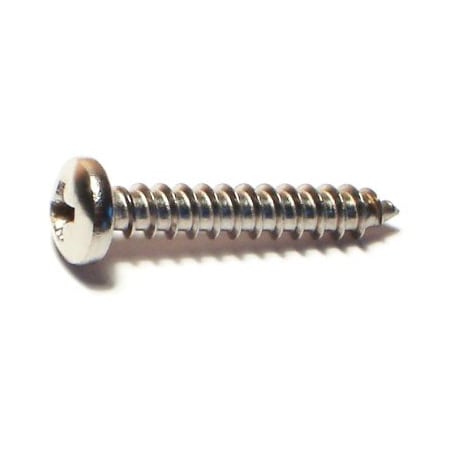 Sheet Metal Screw, #8 X 1 In, 18-8 Stainless Steel Pan Head Phillips Drive, 100 PK